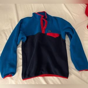 Patagonia Kids Boys Synchilla fleece quarter pullover blue red jacket size XL 14